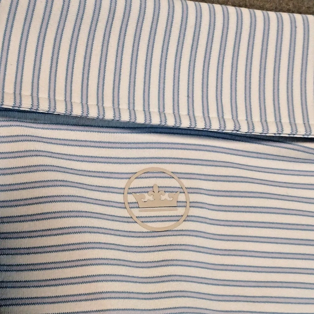 Peter Millar Crown Crafted Performance Striped Mesh Polo Shirt White Blue XL‎